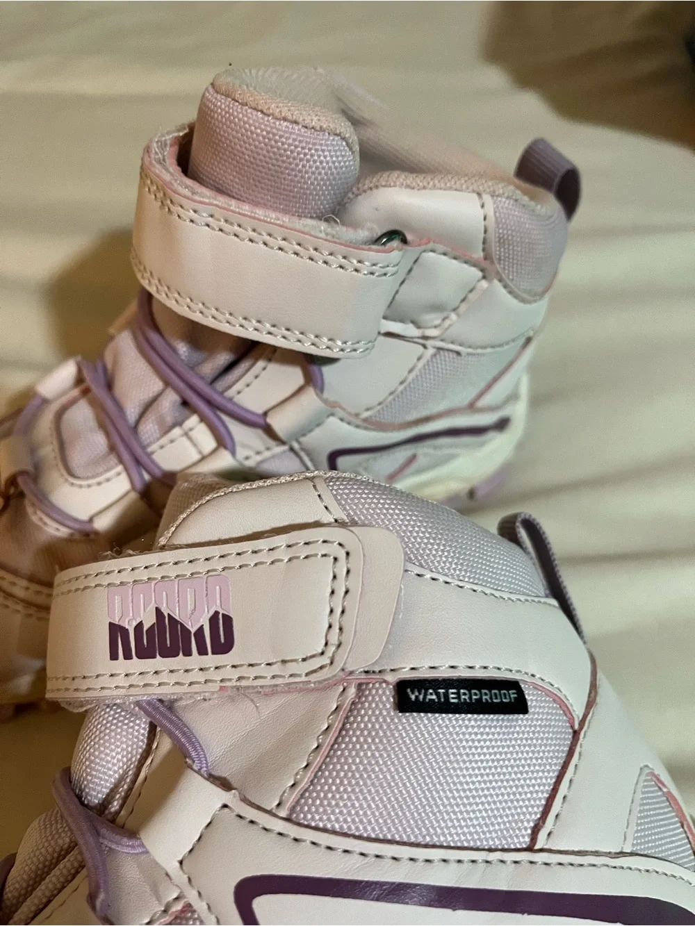 Kids Pink High-Top Sneakers with Lavender Details